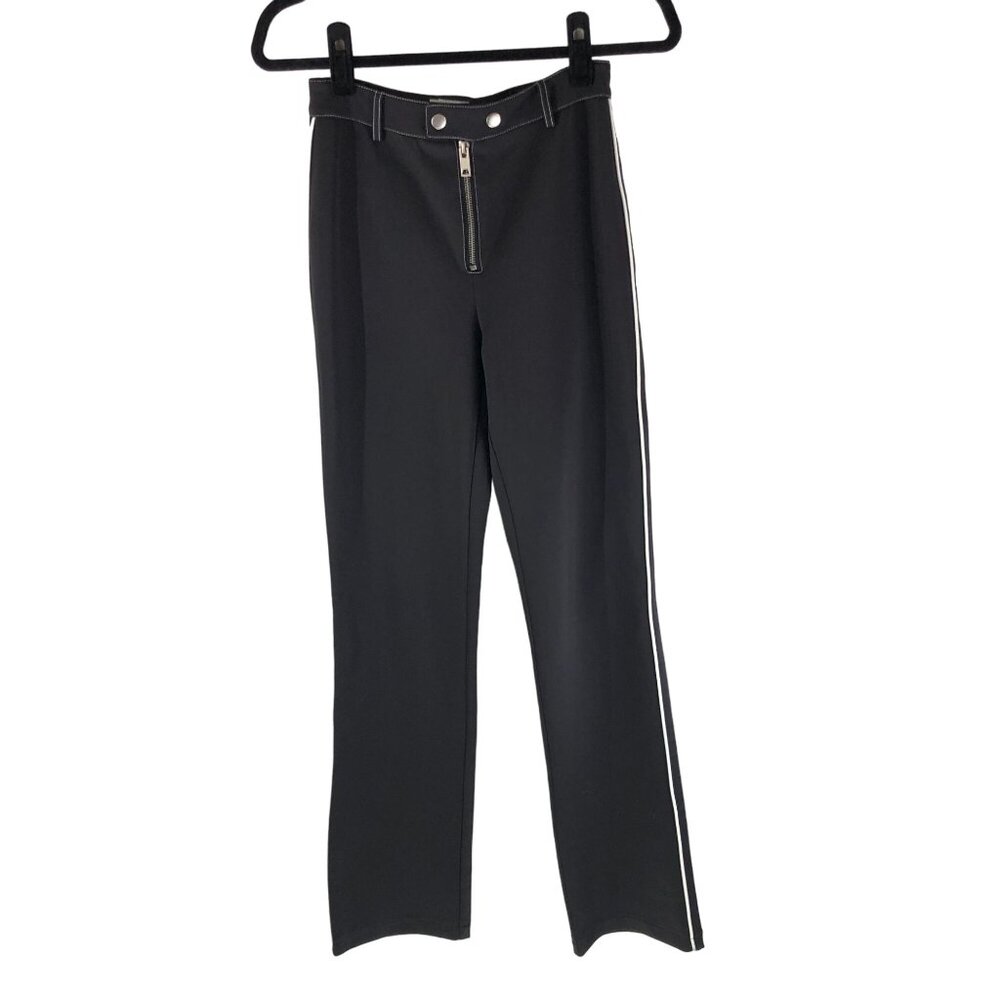 I.Am.Gia Womens Pants Boot Cut Tuxedo Stripe Exposed Zipper Black XS